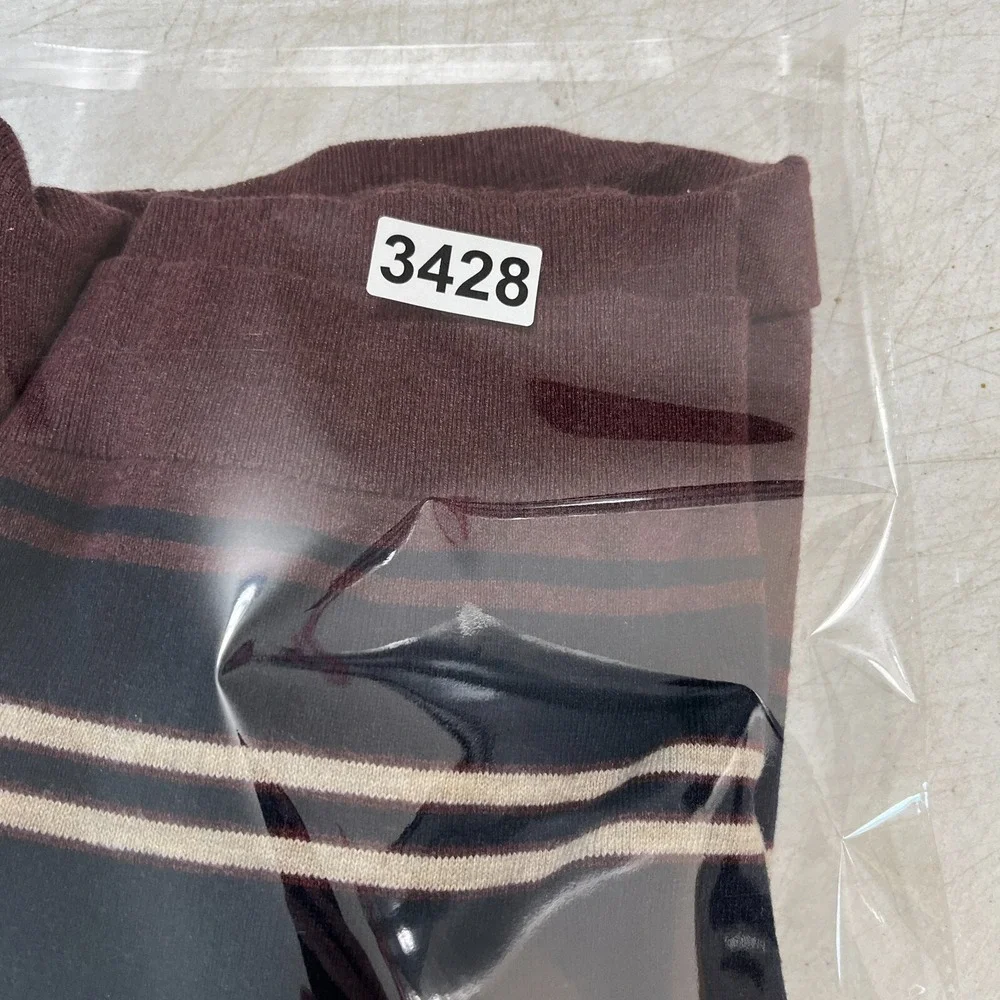Banana Republic L Maroon Navy Striped Sweater‎ Cotton Nylon Crewneck Classic Fit